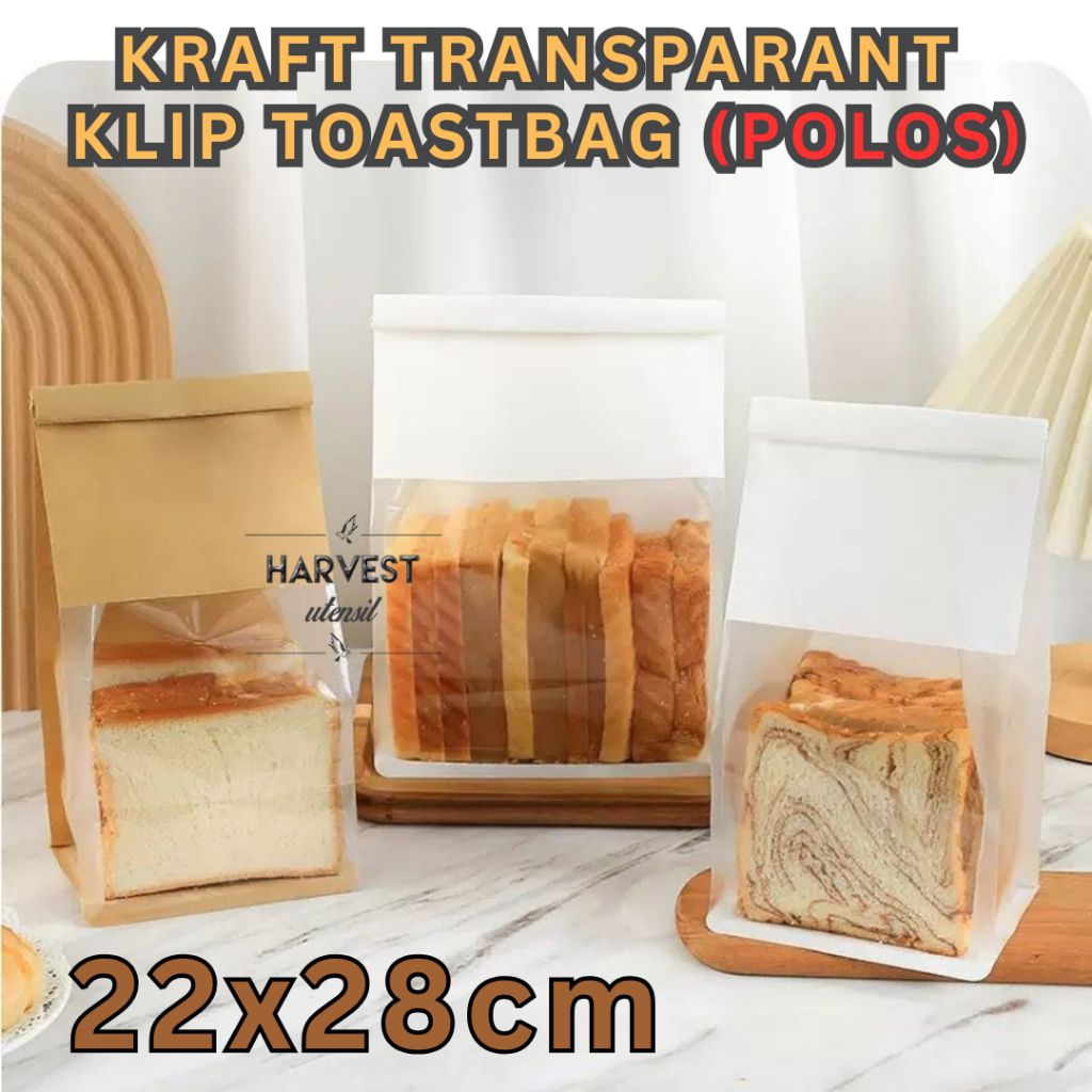 

(20pcs) 22x28 TOASTBAG KRAFT TRANSPARAN / KANTONG ROTI KRAFT TRANSPARAN / KANTONG ROTI TAWAR KUE KERING