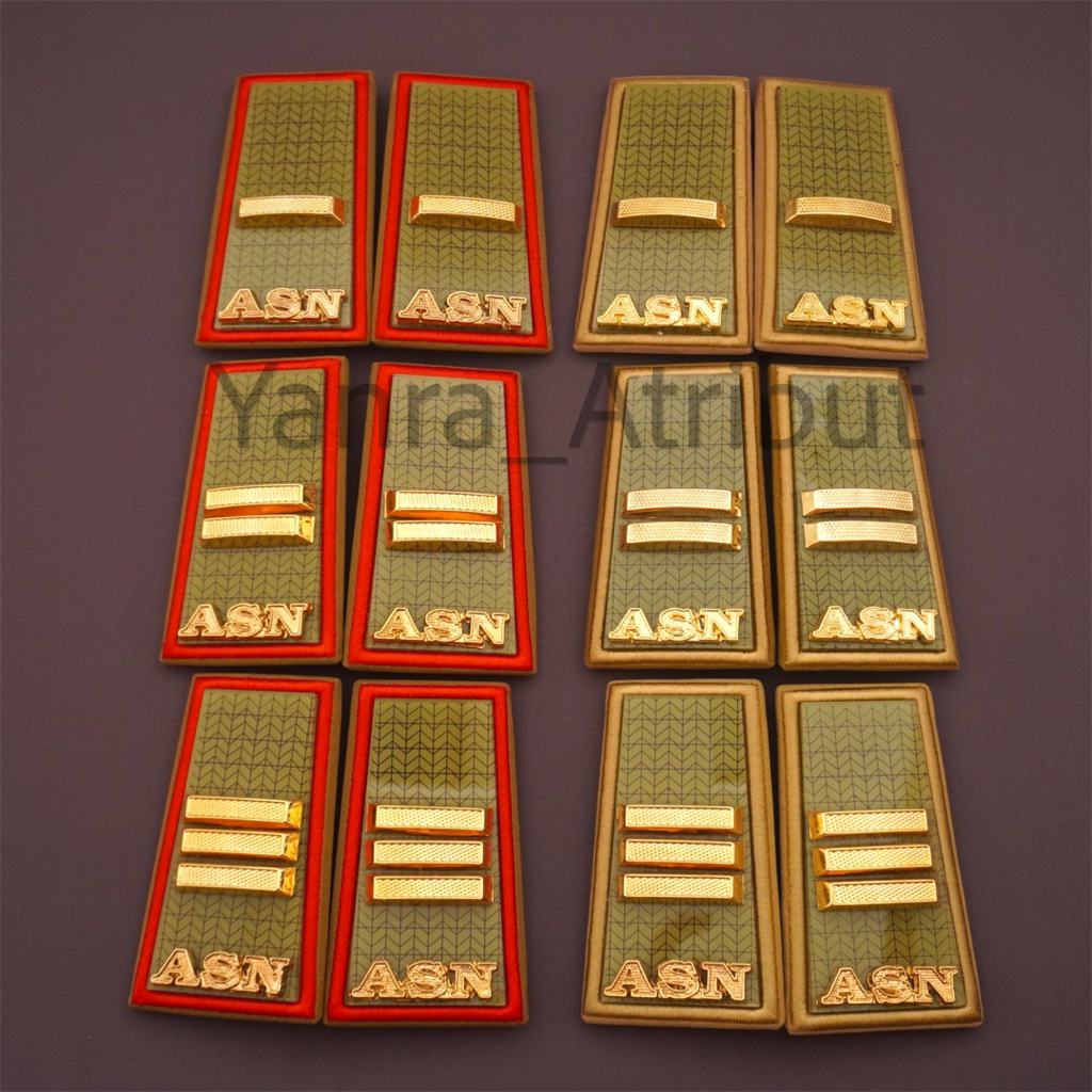 Pangkat pdh Asn Sumsel / Pangkat pdh Pns Sumsel 3a 3b 3c Premium Luxury List Merah list khaki Akrili