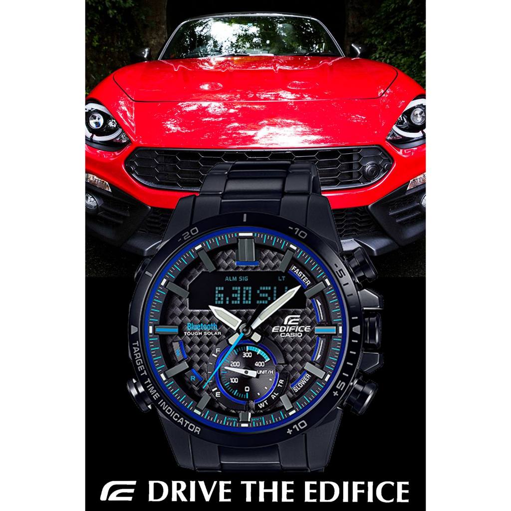 Jam Tangan Pria C*s*o ED*F*C* ECB-800DC-1A ECB-800 Dual Time Black Steel