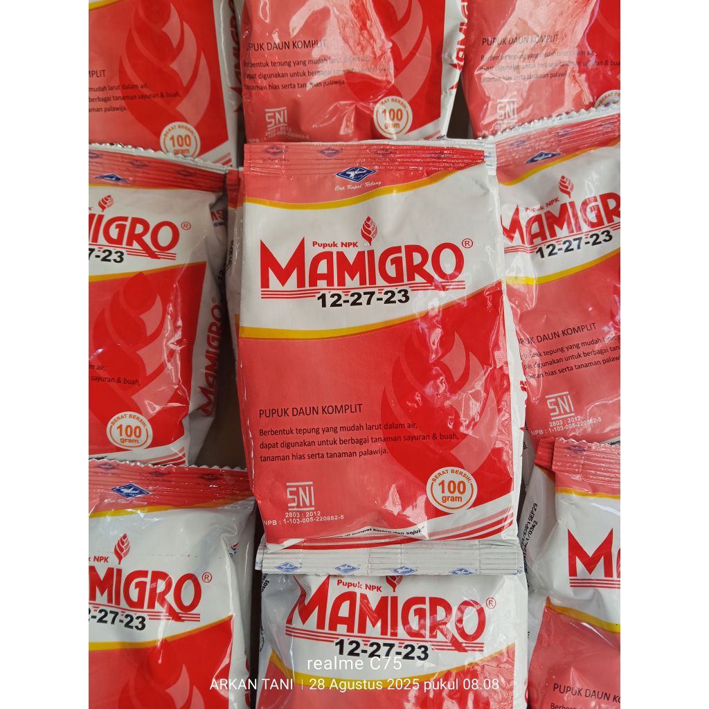 PUPUK NPK MAMIGRO 12-27-23 100 GRAM (MAMIGRO MERAH/BUAH) - CAP KAPAL TERBANG