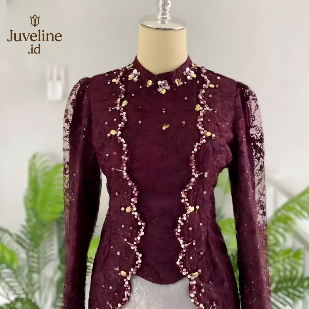 Kebaya Miskha Modern Brokat Payet | Atasan Kebaya Kondangan Hijab Elegan