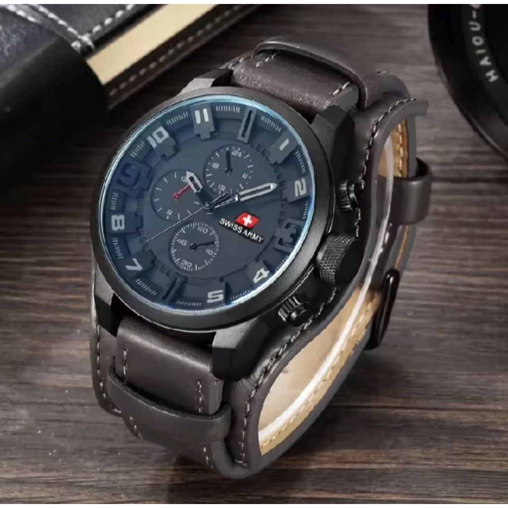 New Jam Tangan Pria Anti Air Swiss Army Tahan Air Fashion Business Auto Analog