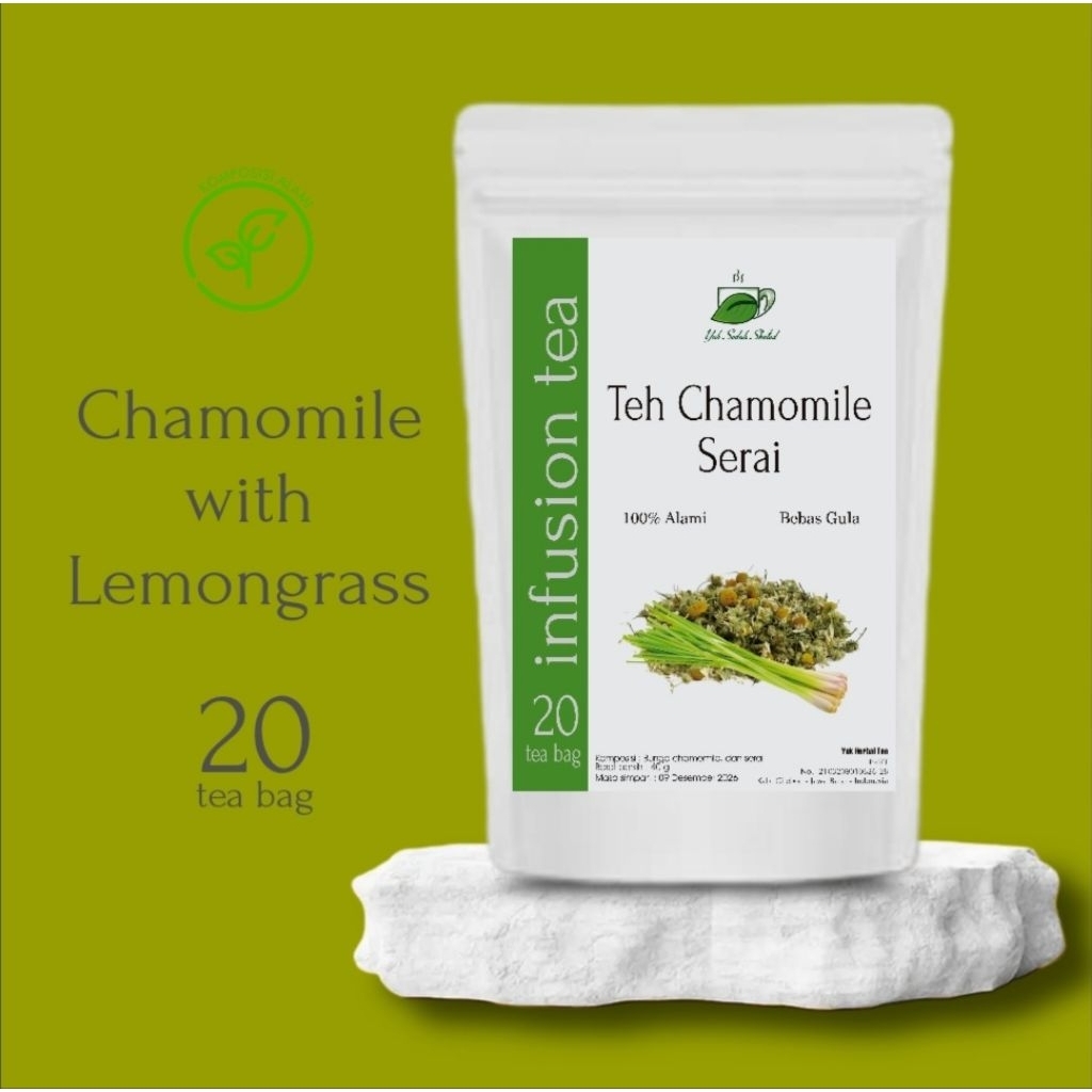 

CHAMMOMILE with LEMONGRASS tea | Teh Chamomile + Serai (20 tea bag) *yuk seduh botanikal