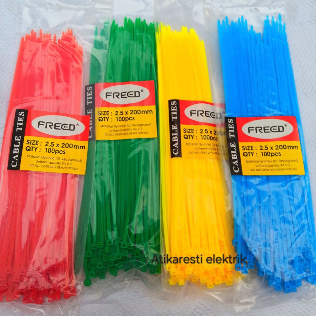 

Kabel ties tali tis warna ukuran 2.5x200 mm merah hijau biru kuning