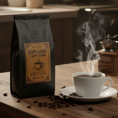 

KOPI GIRAS TJAP COKRO RACIK JAYA Kopi Enak dan Murah - Kopi Mantap Dan Nikmat 250Gram, 500Gram, 1KG Biji Robusta & Jagung Asli Nikmat