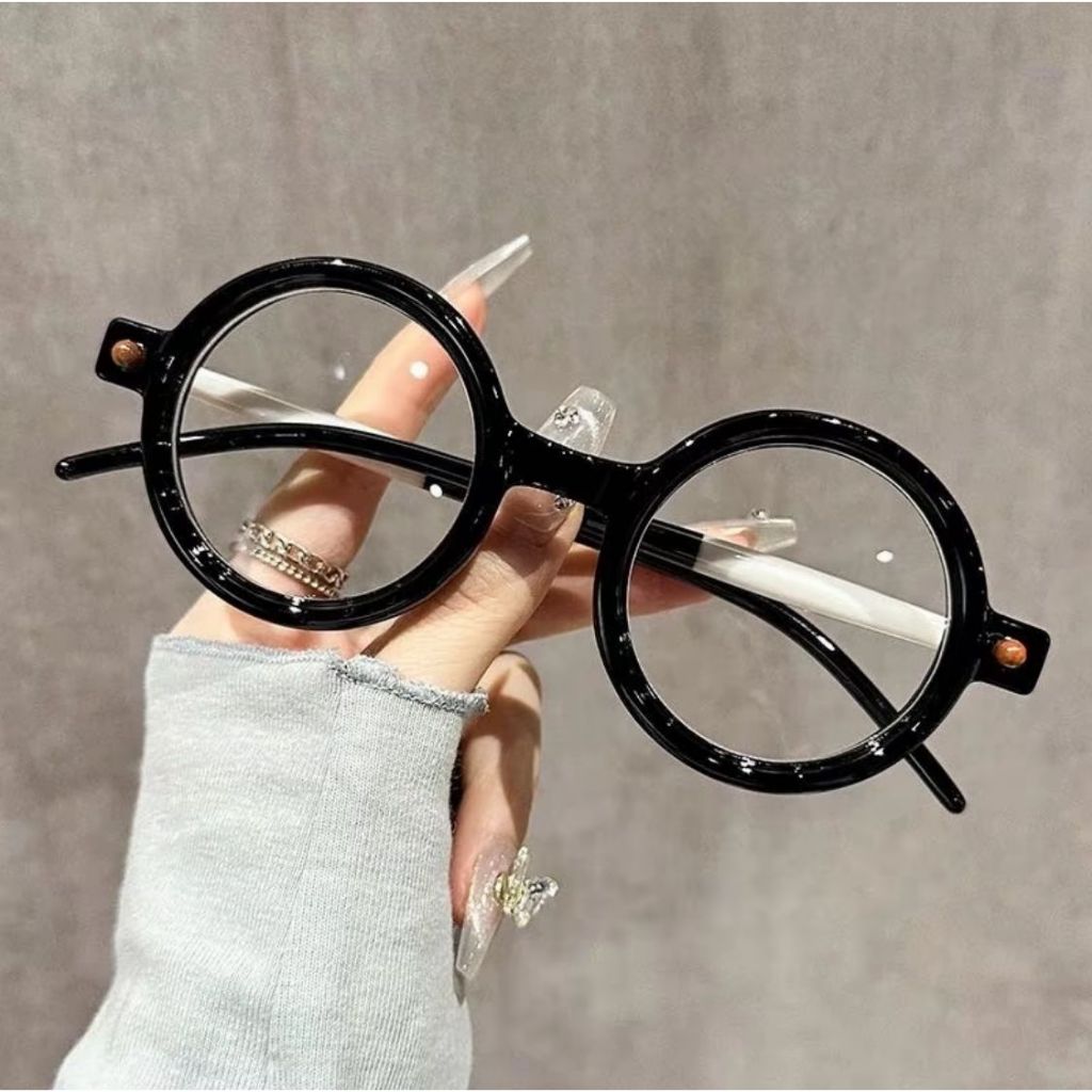 Kacamata Baca Bingkai Bulat + Box Anti Radiasi Lensa Plus Lensa Baca dan Jalan Lensa Double