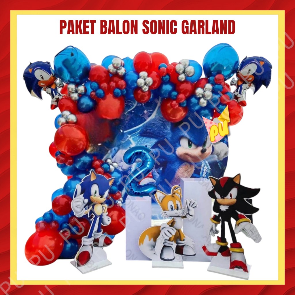 Paket Balon SONIC THE HEDGEHOG GARLAND / Dekorasi Ulang Tahun Super Sonic