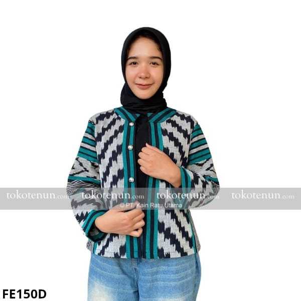 Shenna outer tenun crop- Outer tenun wanita lengan panjang