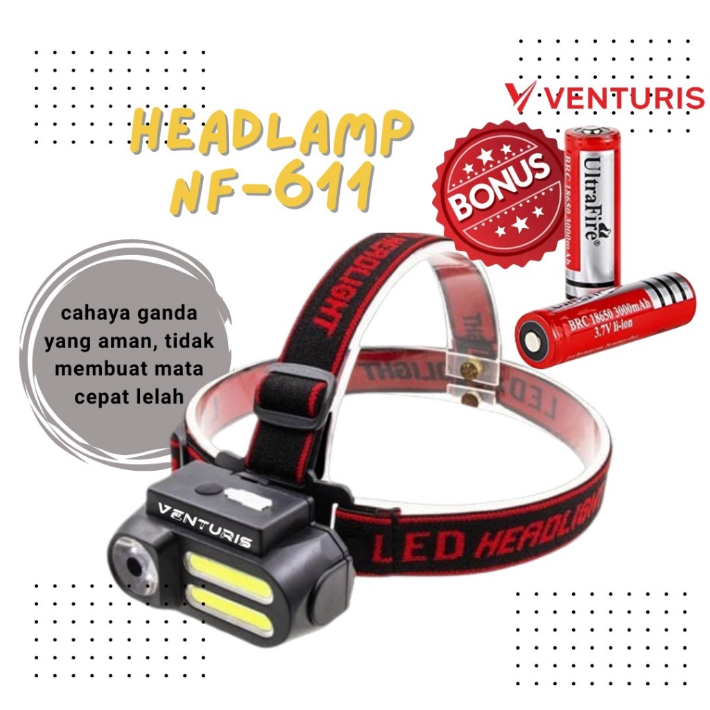 Headlamp Flashlight Headlight KX 1804 Senter Kepala Rechargeable KX 1804 Tanpa Baterai
