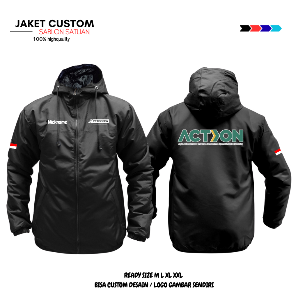 Jaket Custom Perusahaan Petrosea Parasut 3 lapis Scotlight Jaket Kerja Karyawan Seragam Bisa Satuan