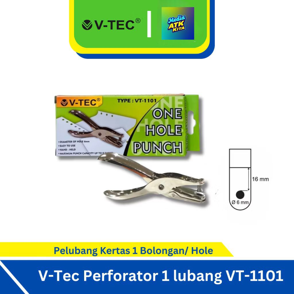 

One Hole Punch / Pembolong Kertas 1 Lubang VTEC / PCS