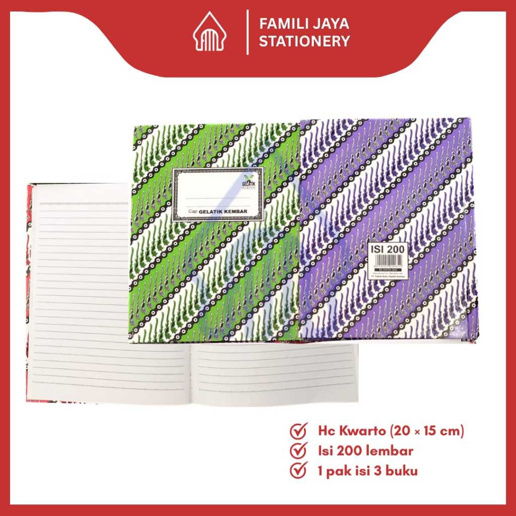 

GELATIK KEMBAR Buku Tulis Hardcover Batik Kwarto Isi 200 Lembar