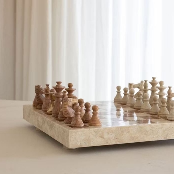 PAPAN CATUR MENGKILAP BAHAN MARMER BERKUALITAS