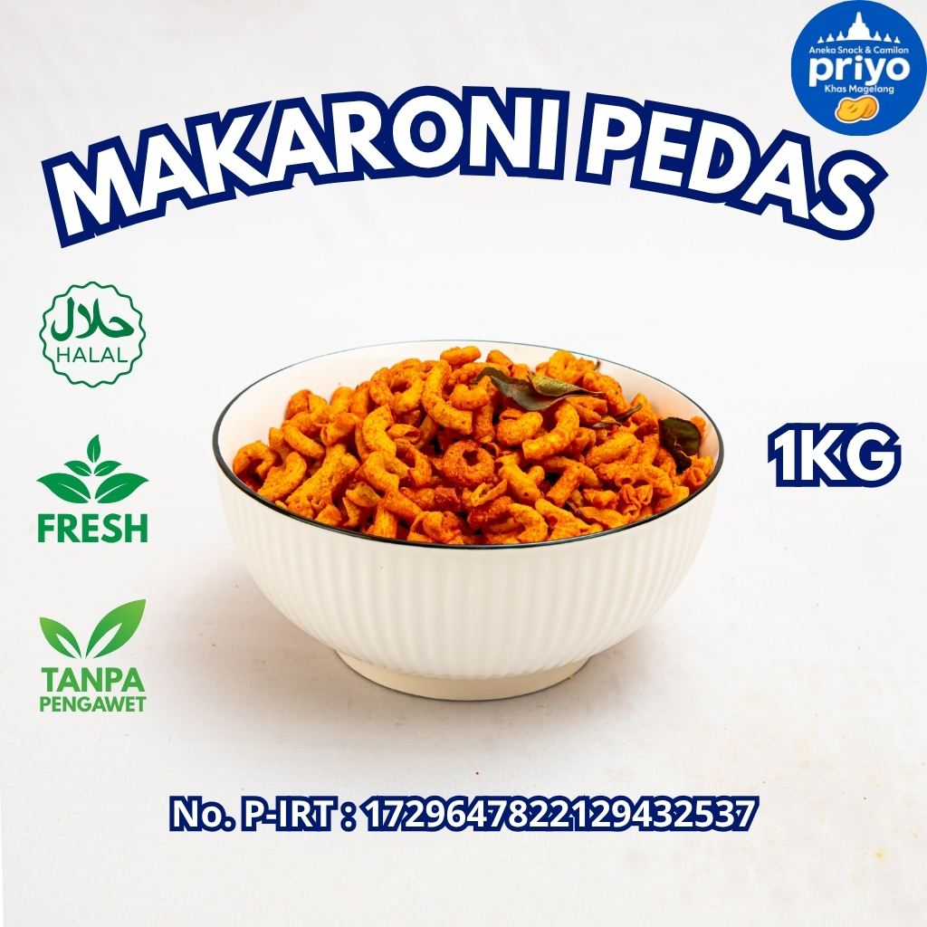 

Makaroni Pedas 1Kg Priyo Snack Renyah Gurih Pedas Halal Tanpa Pengawet