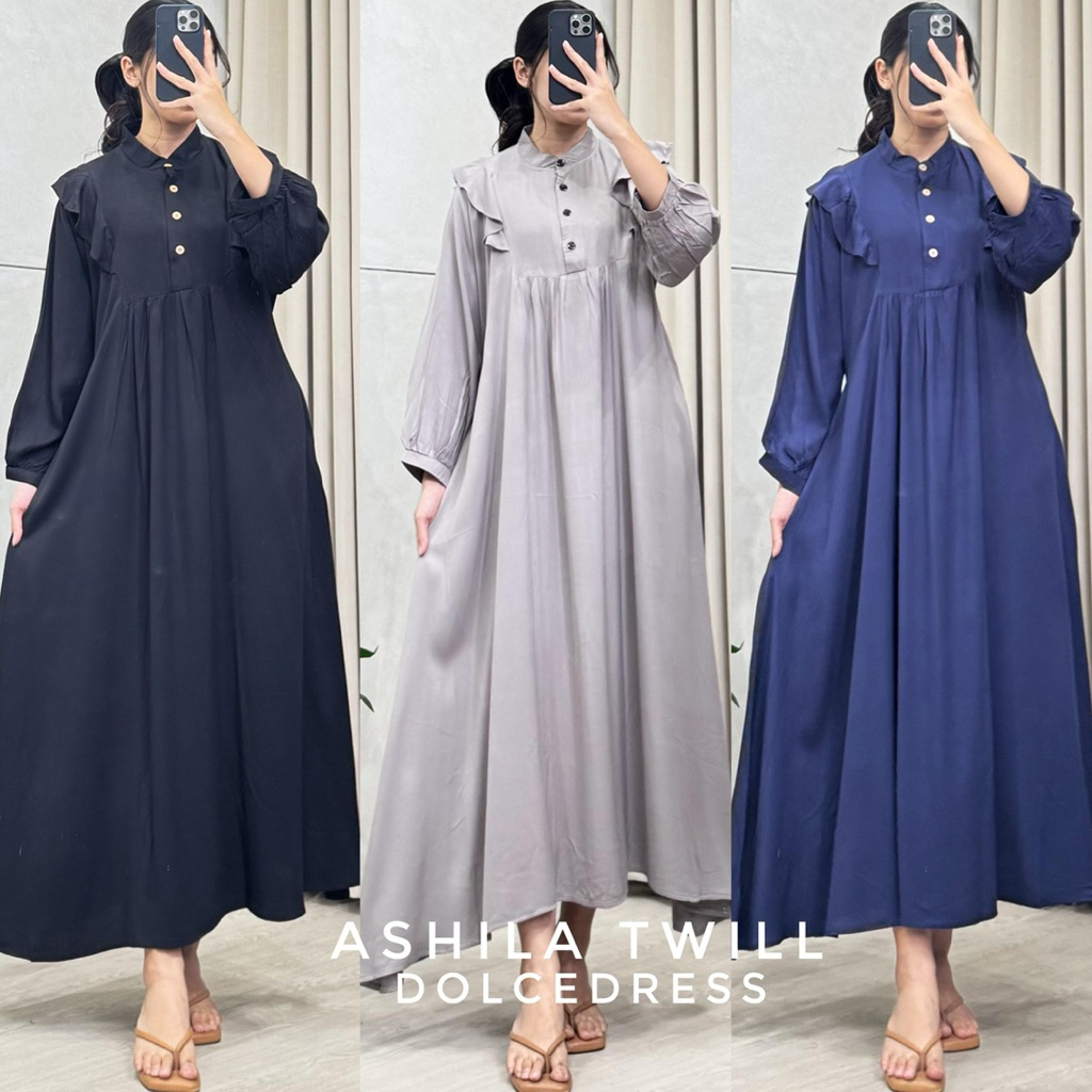 Daster ASHILA Twill Midi Dress Bahan Rayon Twill By Dolce dress