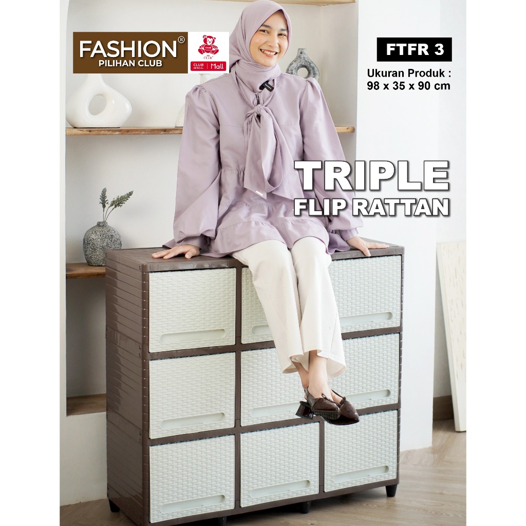 CLUB Fashion Triple Double - Lemari Rak TV Kokoh - Rak Kabinet TV - Kabinet Lemari Plastik Minimalis