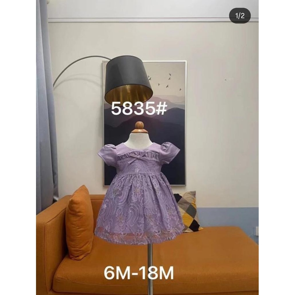 Dress baby, dress brukat baby, dress lilac, dress lucu, dress anak cewek premium