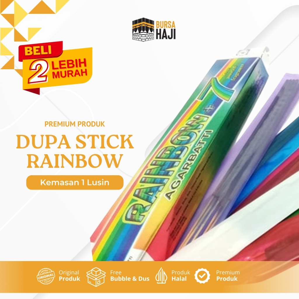 1 LUSIN (12pcs) Dupa Stick Rainbow Khas Arab Timur Lebih Murah - Dupa Arab Grosir