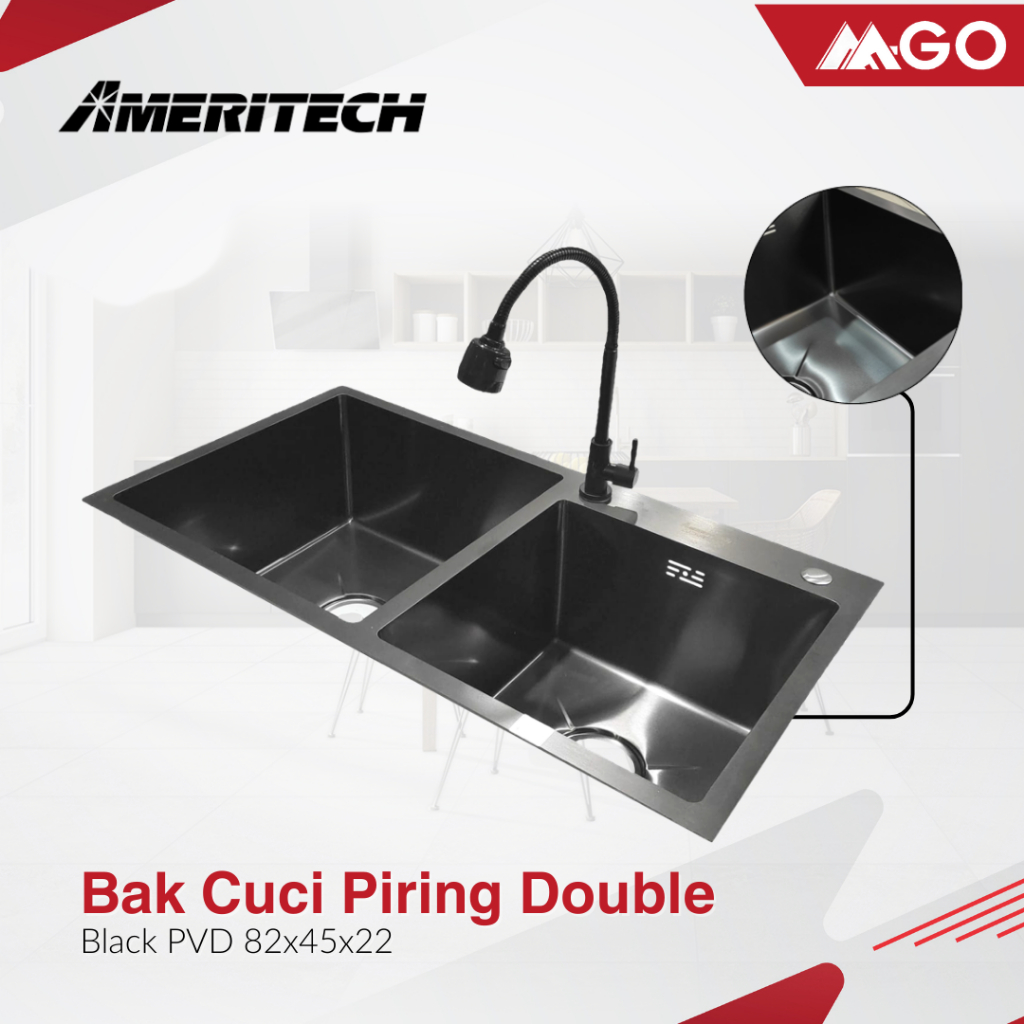 Kitchen Sink / BCP / Bak Cuci Piring Double (Black PVD) AMERITECH Platinum X Series