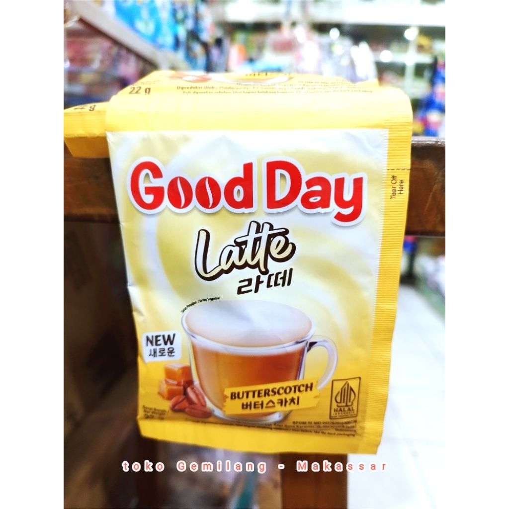 

Good Day latte butterscotch 22 gr, minuman serbuk kopi rasa karamel