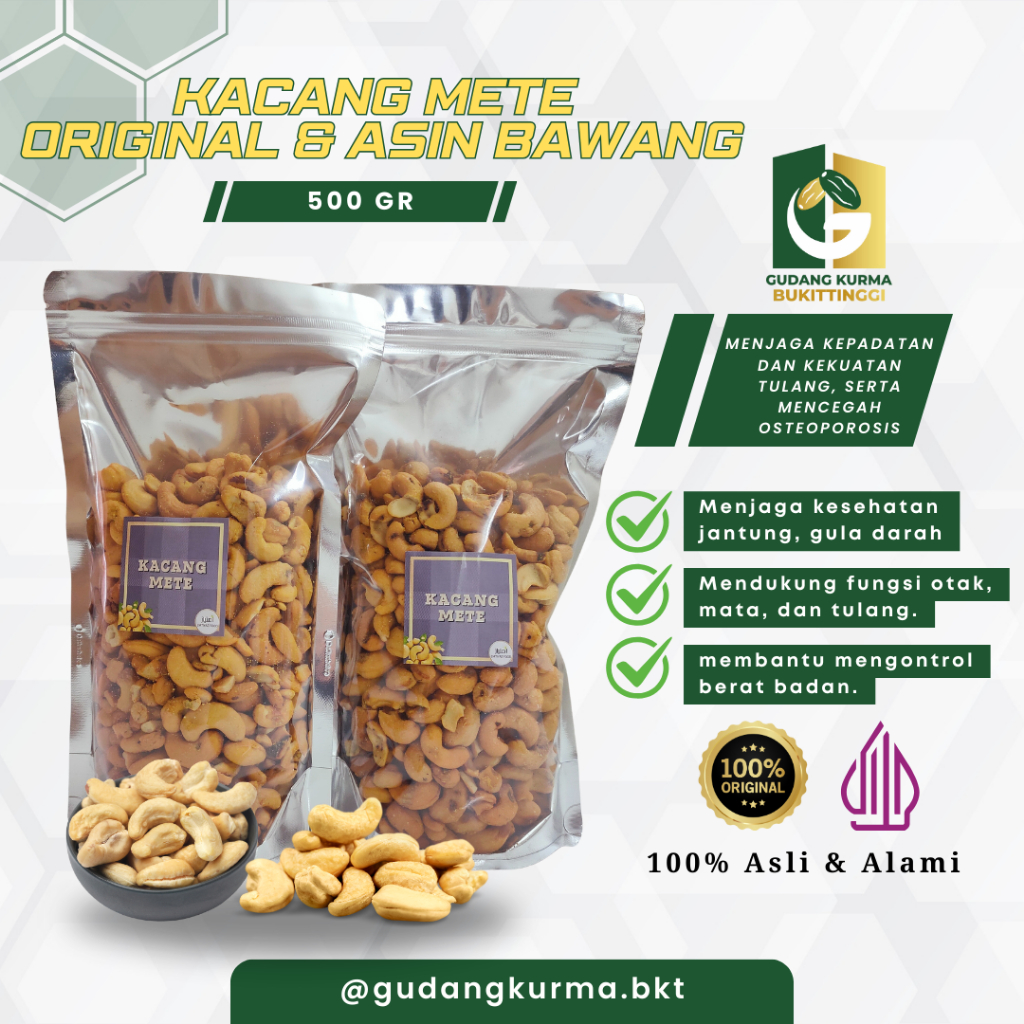 

Kacang Mete Mede Panggang Original & Asin Bawang 500gr – Premium Sehat & Renyah Bukititnggi
