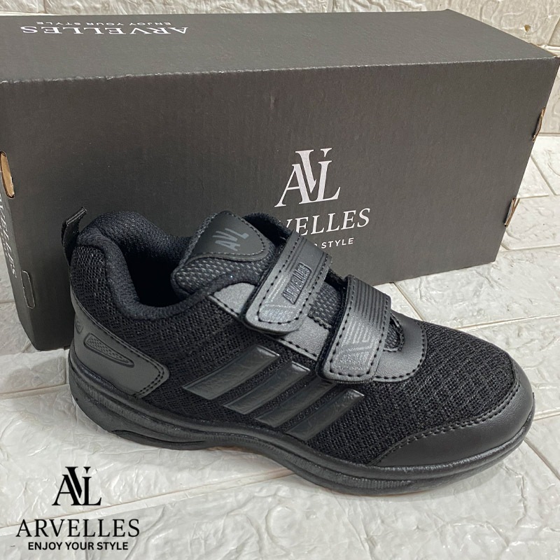 tokoOnline179 Sepatu Sekolah Anak Sd Terbaru Sepatu Inject Perekat Hitam size 31-37