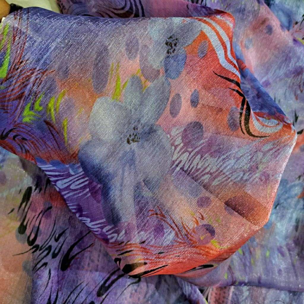 KAIN SIFON SILK KRINGKEL PREMIUM MOTIF ABSTRAK  - KAIN SIFON SALJU MOTIF ABSTRAK - BAHAN KAIN MOTIF 