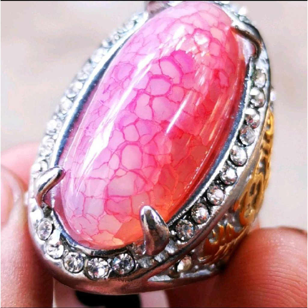 batu akik asli orange sisik naga merah pandan titanium