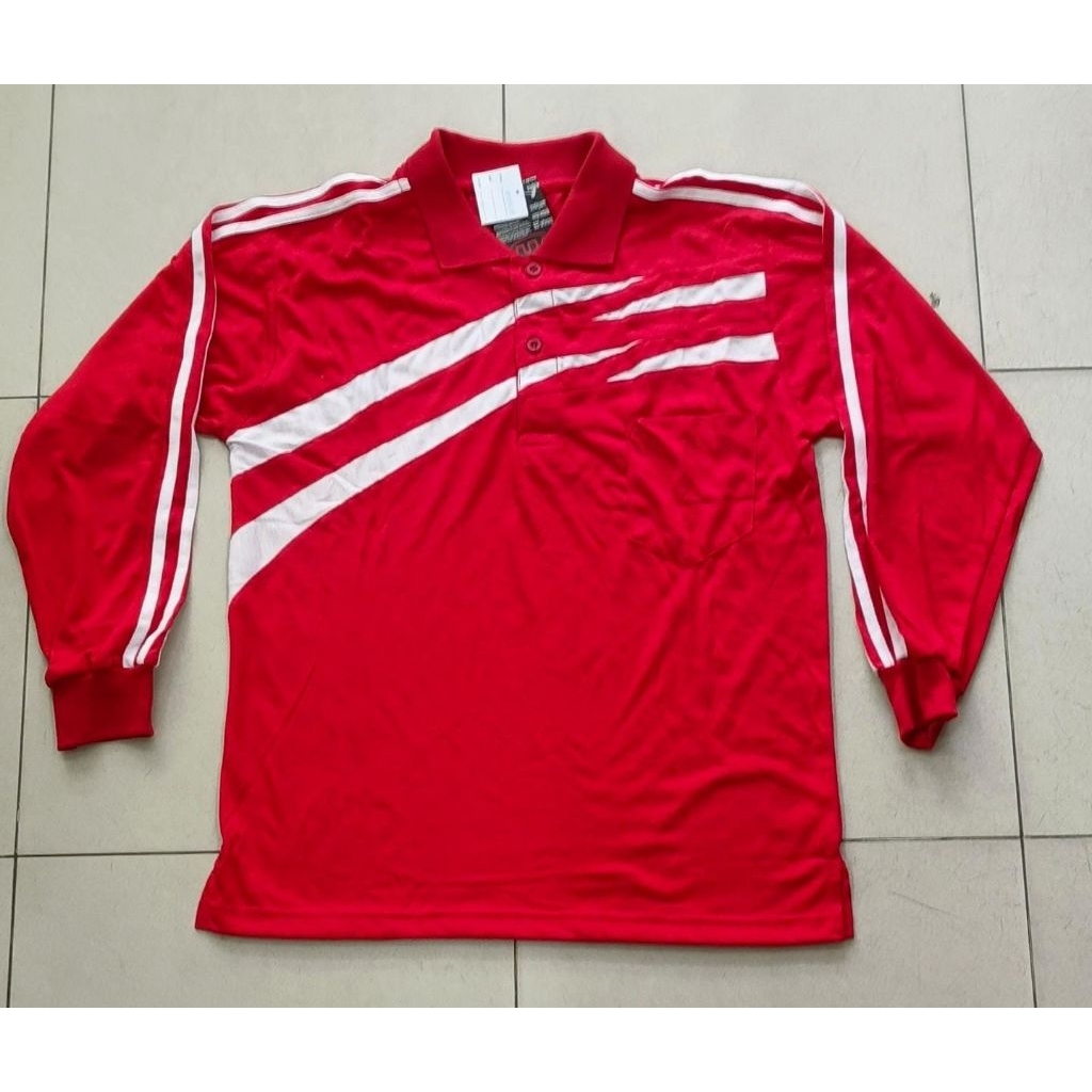 KAOS OLAHRAGA SPVBL46 MERAH KOMBINASI PUTIH LENGAN PANJANG