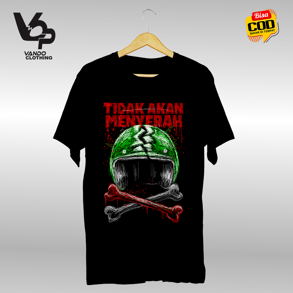 Kaos Ojol Lengan Pendek Tidak Akan Menyerah Bahan Adem Nyaman
