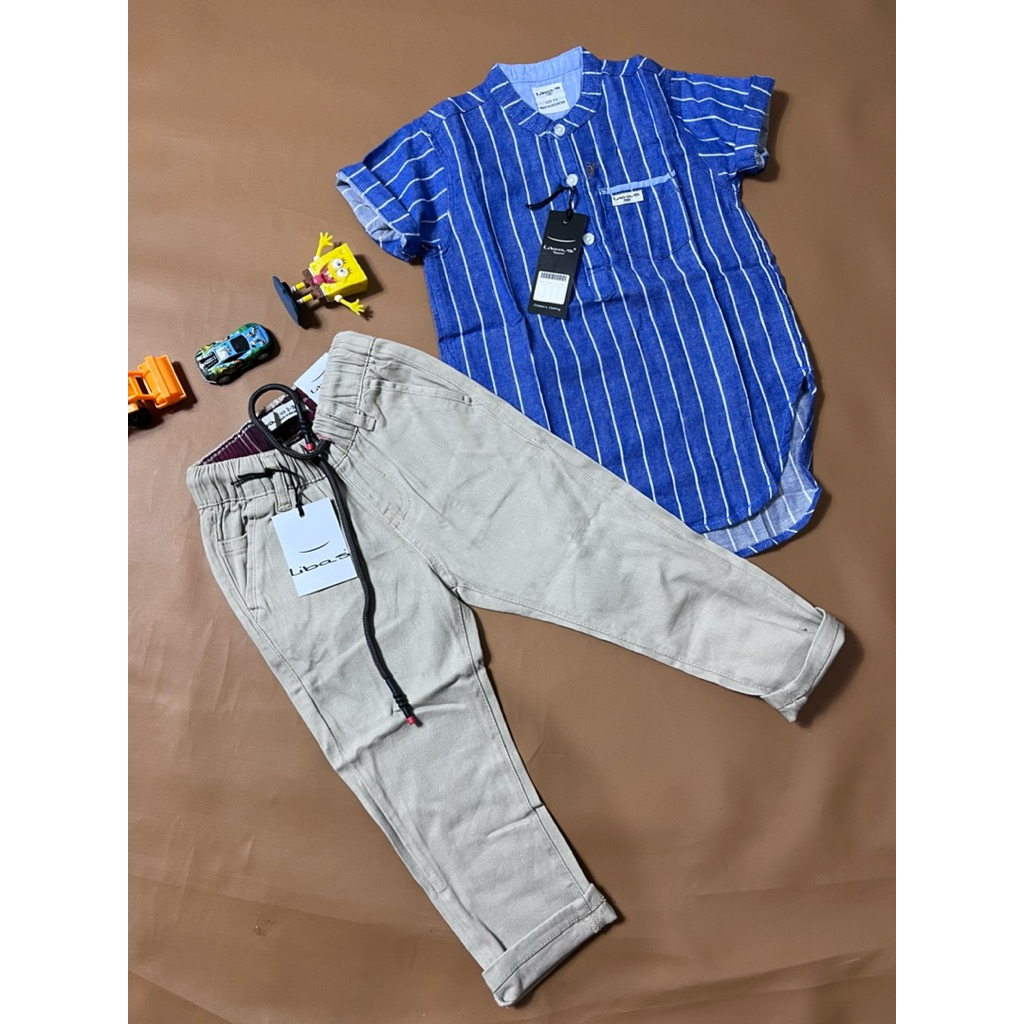 SATU SET KEMEJA CELANA ANAK LIBAS PAKAIAN ANAK PREMIUM BAJU ANAK CELANA  COD