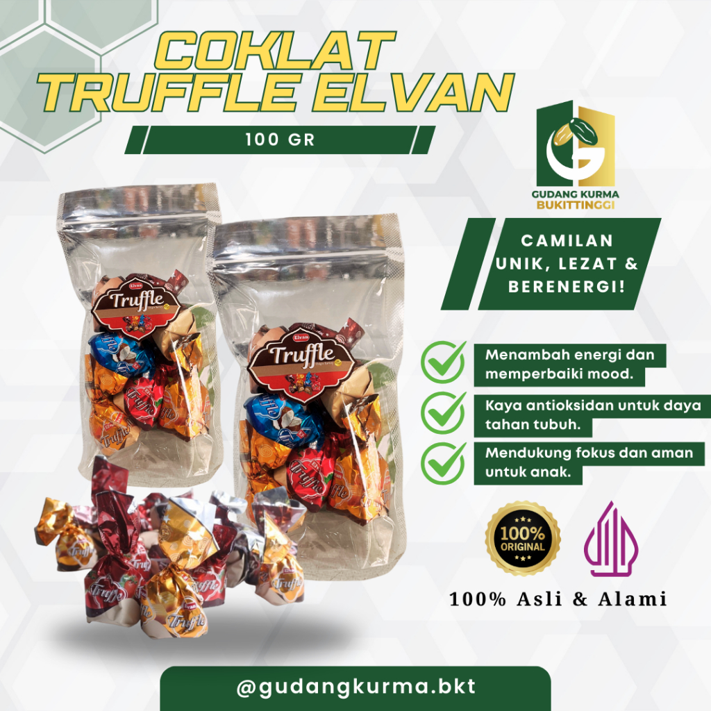 

Coklat Truffle Elvan Turki 100gr | Cokelat Turkey Premium 100% Asli | Coklat Import