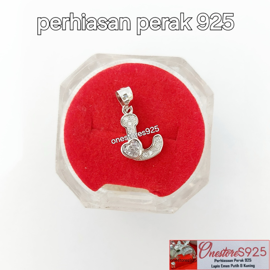 LIONTIN HURUF L PERAK 925 LAPIS EMAS PUTIH
