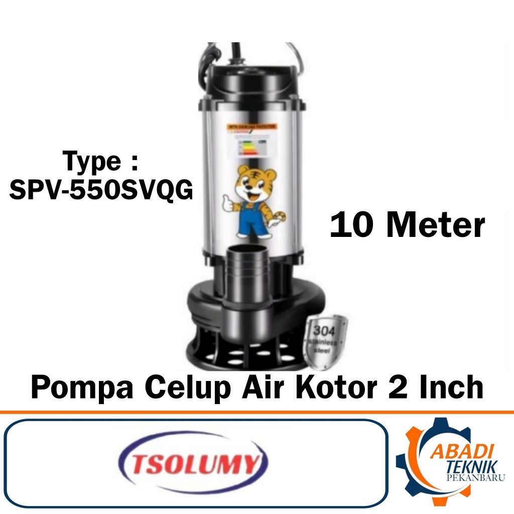 TSOLUMY SPV-550SVQG 2" Mesin Pompa Celup Air Kotor Submersible Pump 2 Inch Pompa Kolam Ikan Pompa Ba