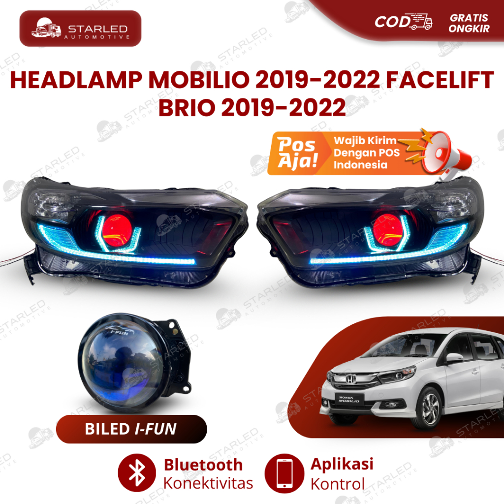 Headlamp Biled Brio Mobilio Facelift 2019 2022 RGB Lampu Depan Mobil Brio Mobilio Head Lamp PNP
