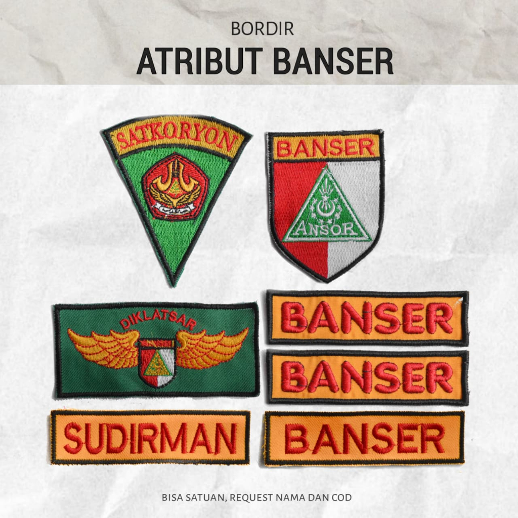 Atribut Badge Logo Banser Ansor, dan Custom Nama