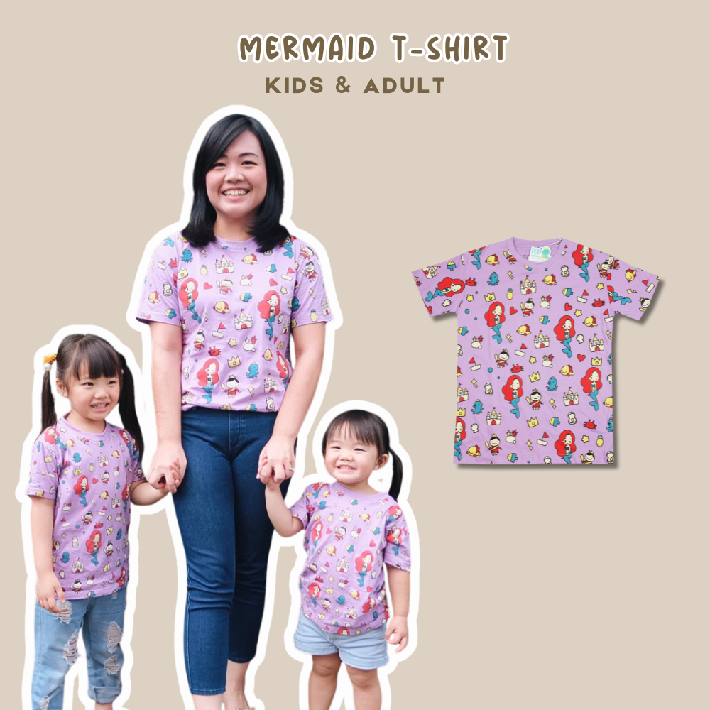 Pop Kidswear Mermaid Couple Set Tshirt - Kaos Anak - Kaos couple ibu anak perempuan baju atasan baju