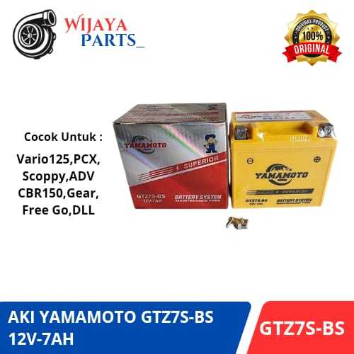 AKI GTZ7S-BS - Aki Yamamoto GTZ-7S 7 Ampere Full Kering Vario 150, Vario 125, Satria Fu, Nmax New, P