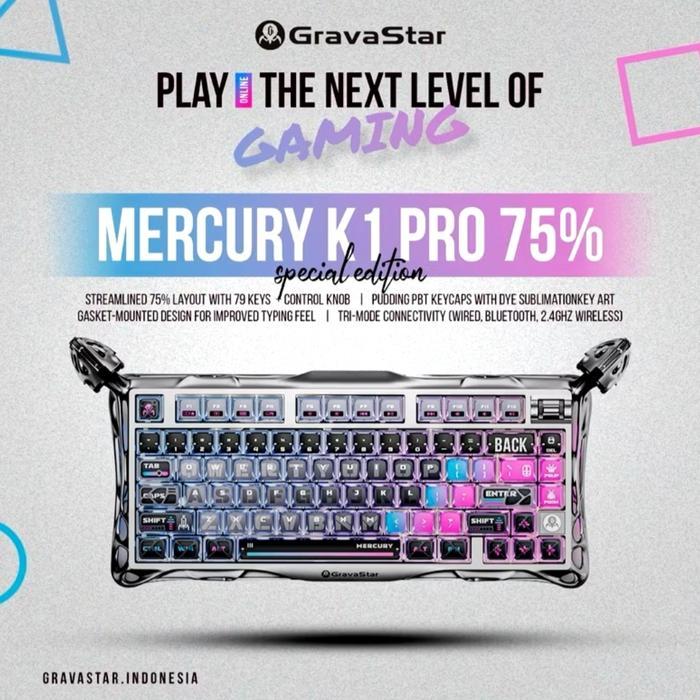 GravaStar Mercury K1 Pro Wireless Mechanical Gaming Keyboard Special Edition Cyber Punk Keycaps