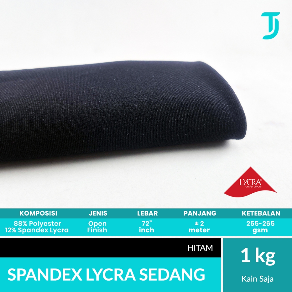 Polyester SPANDEX LYCRA Sedang | HITAM | Kain Bahan Jersey & Sport Apparel | 1 kg | Bahan Kaos Tumbu