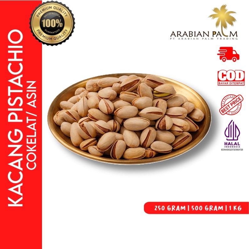 

Pistachio Kulit Asin Premium | Kacang Pistachio Panggang Gurih Sehat Dengan Kulit Warna Cokelat