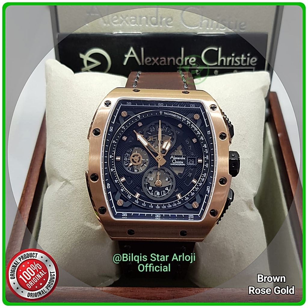 Alexandre Christie Pria Kotak  Ac 6411 Mc Kotak Case Rose Gold Tali Kulit Original