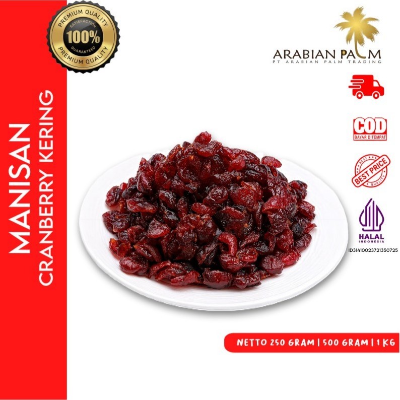 

Dried Cranberry – Buah Kering Manis Asam Kaya Antioksidan – 250g / 500g / 1kg