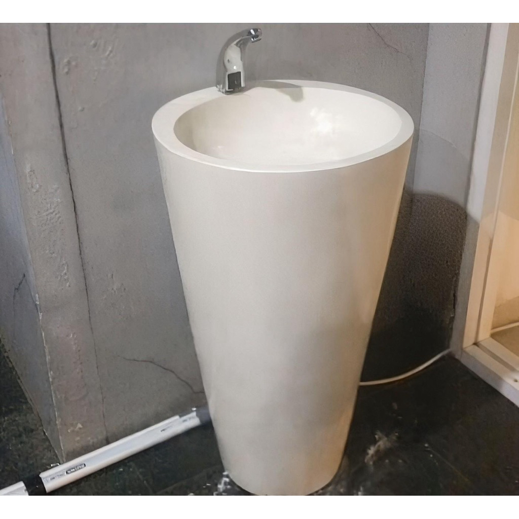 wastafel teraso model vas putih | wastafel cuci tangan terrazzo | wastafel terazzo