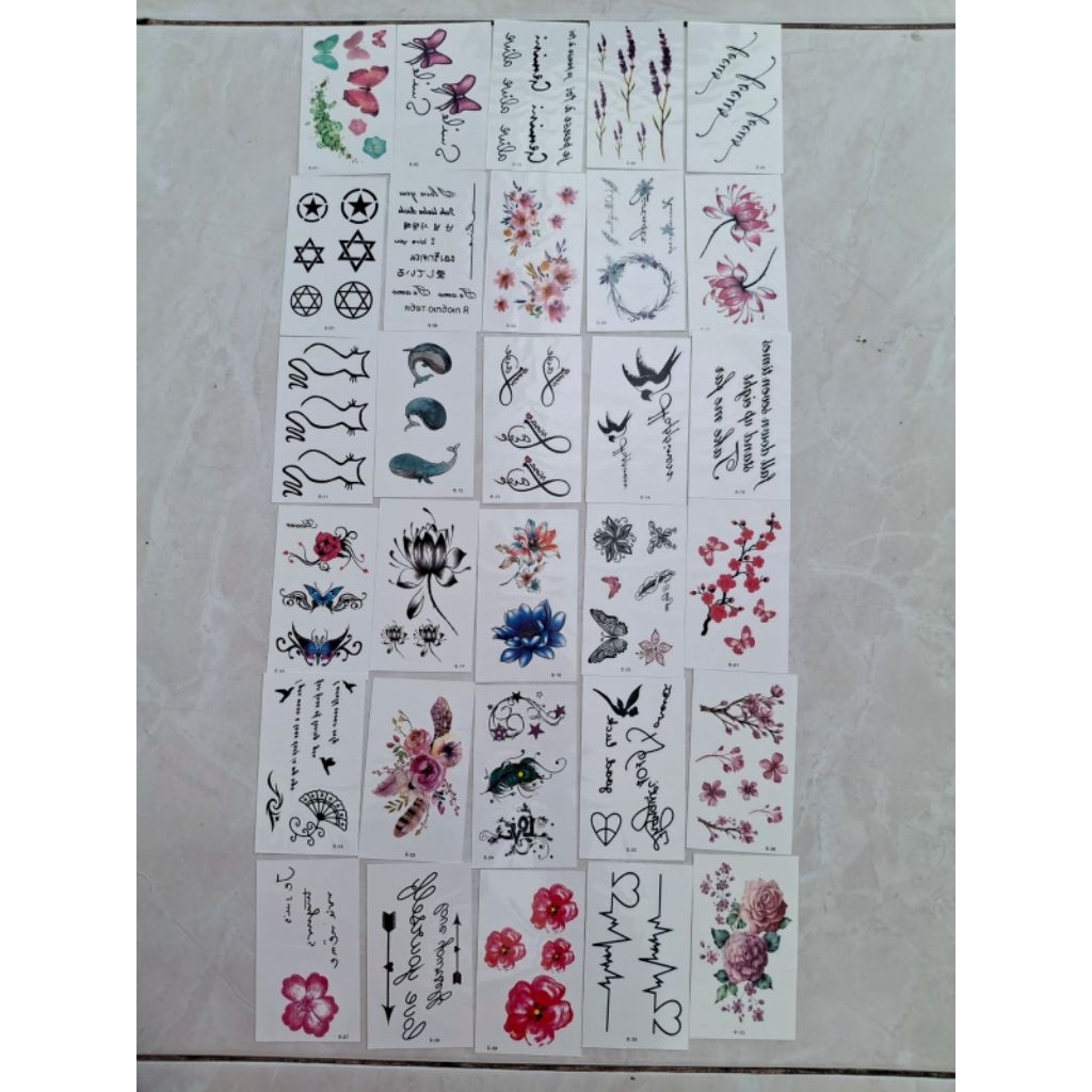 [ 10 PCS ] COD Tatto temporer seri kecil E BUNGA tatto temporary tubuh tangan punggung dan dada taha