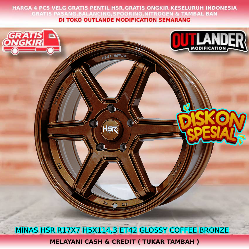 VELG RACING HSR R17 UNTUK MOBIL ERTIGA INNOVA XTRAIL RUSH CIVIC CAMRY DLL HSR MINAS R17