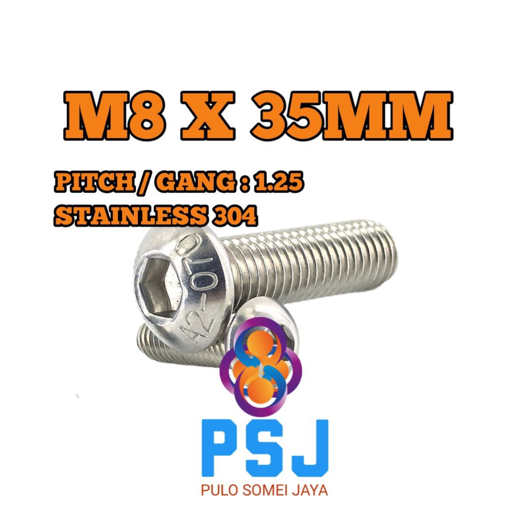 Baut L Button M8 x 35 / Baut Button L M8 x 35 SUS 304