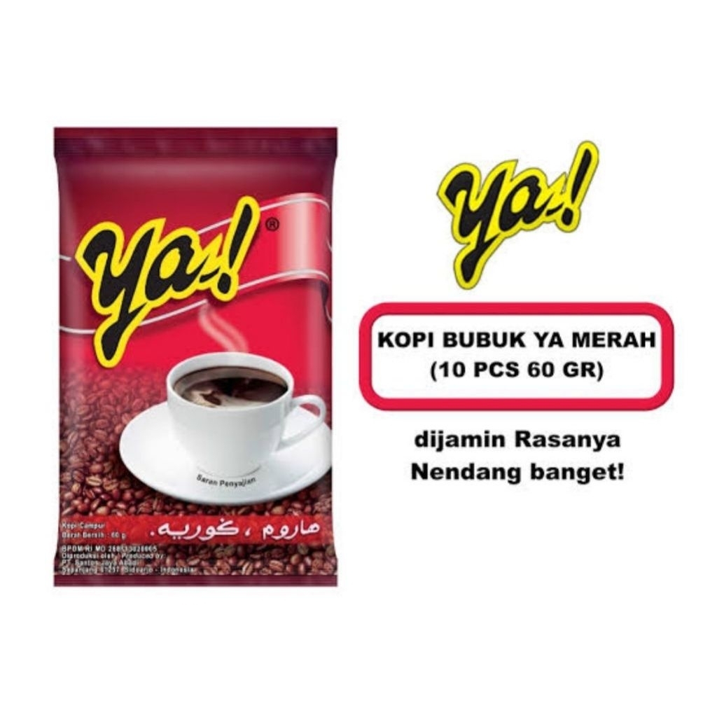 

Kopi YA Bubuk tanpa gula kemasan renceng isi 10 x 60 gr