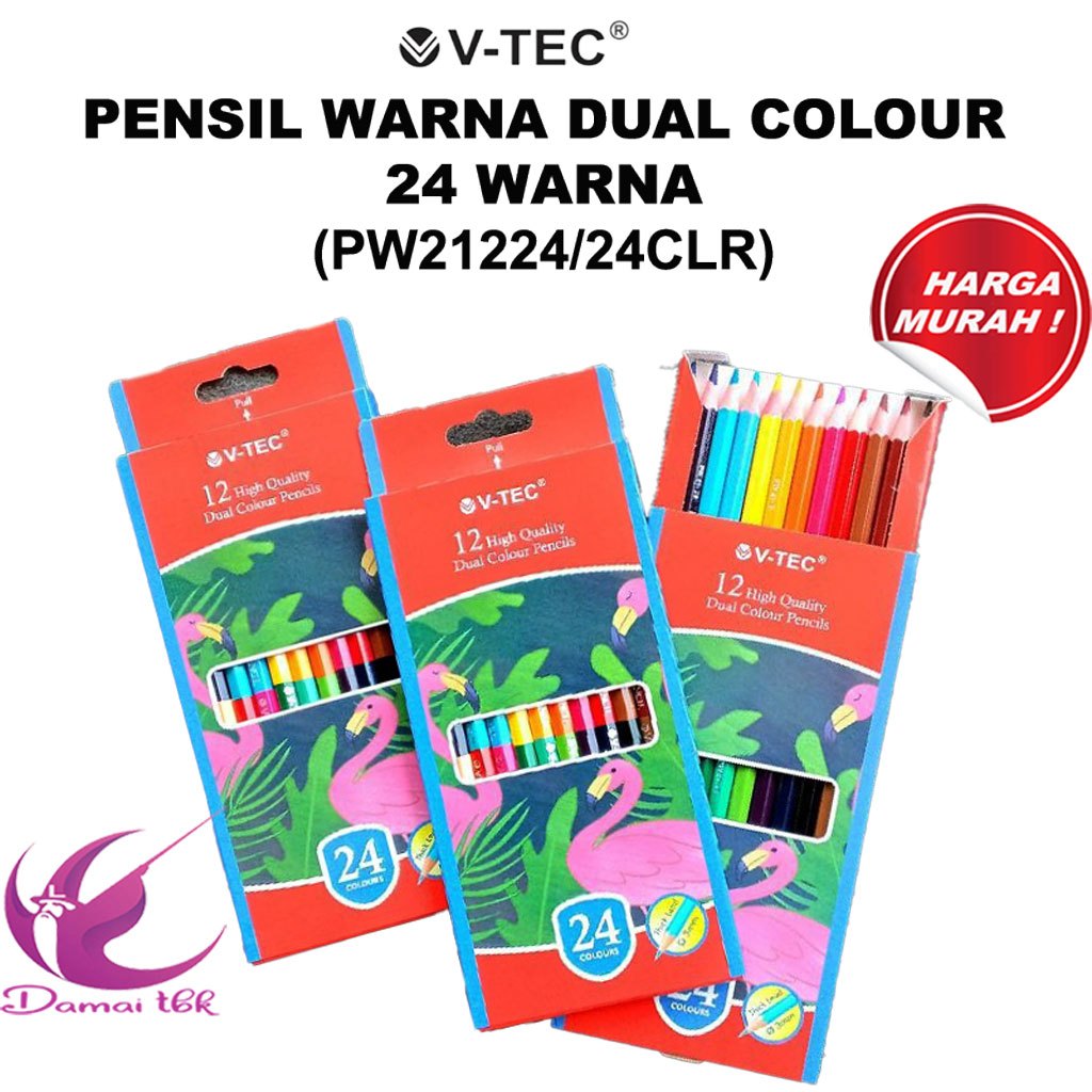 

V-tec Pensil Warna Panjang Dual Colour 24 Warna PW-21224/24CLR