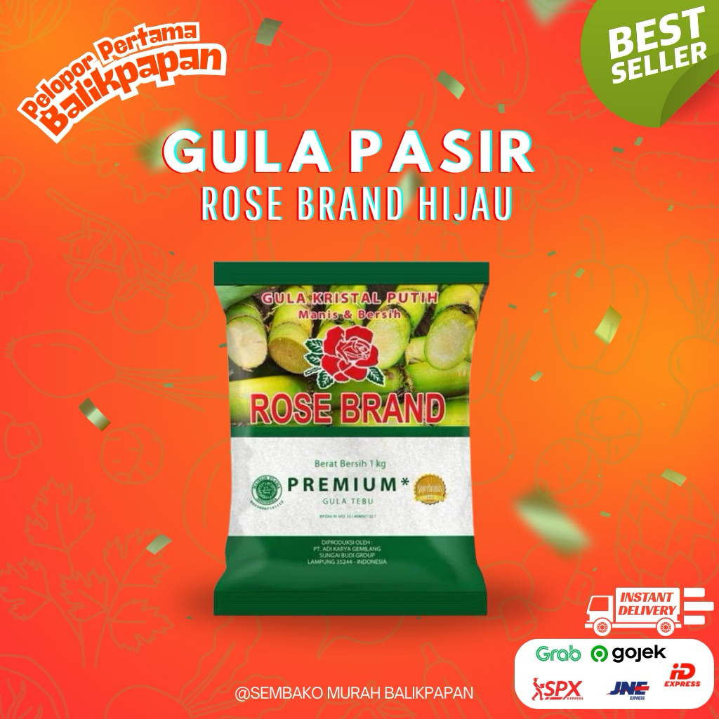 

gula pasir premium rose brand hijau 1kg